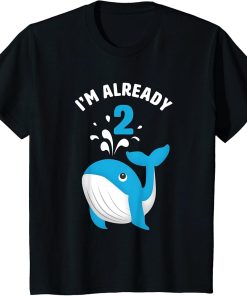 Kids 2nd birthday 2 years old whale orca fish ocean design T-Shirt