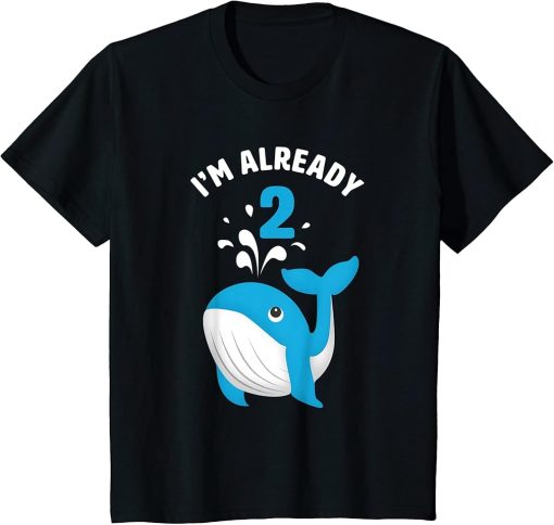 Kids 2nd birthday 2 years old whale orca fish ocean design T-Shirt