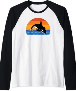 Vintage Orca Graphic - For Whale Watchers Raglan Baseball Tee