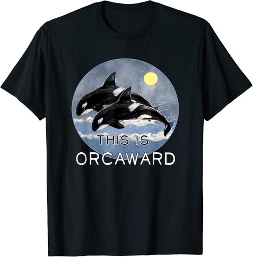 This Is Orcaward Orca Killer Whale art Retro Style Sea Panda T-Shirt