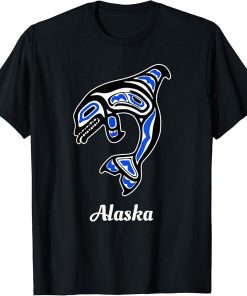 Blue Native American Alaska Tribal Orca Killer Whale T-Shirt