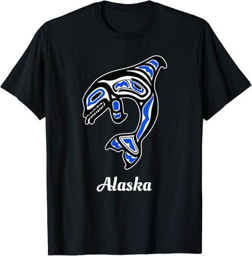 Blue Native American Alaska Tribal Orca Killer Whale T-Shirt