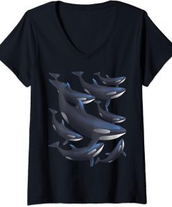 Womens Orca Killer Whale Toothed Whale Marine Mammal Dolphin V-Neck T-Shirt